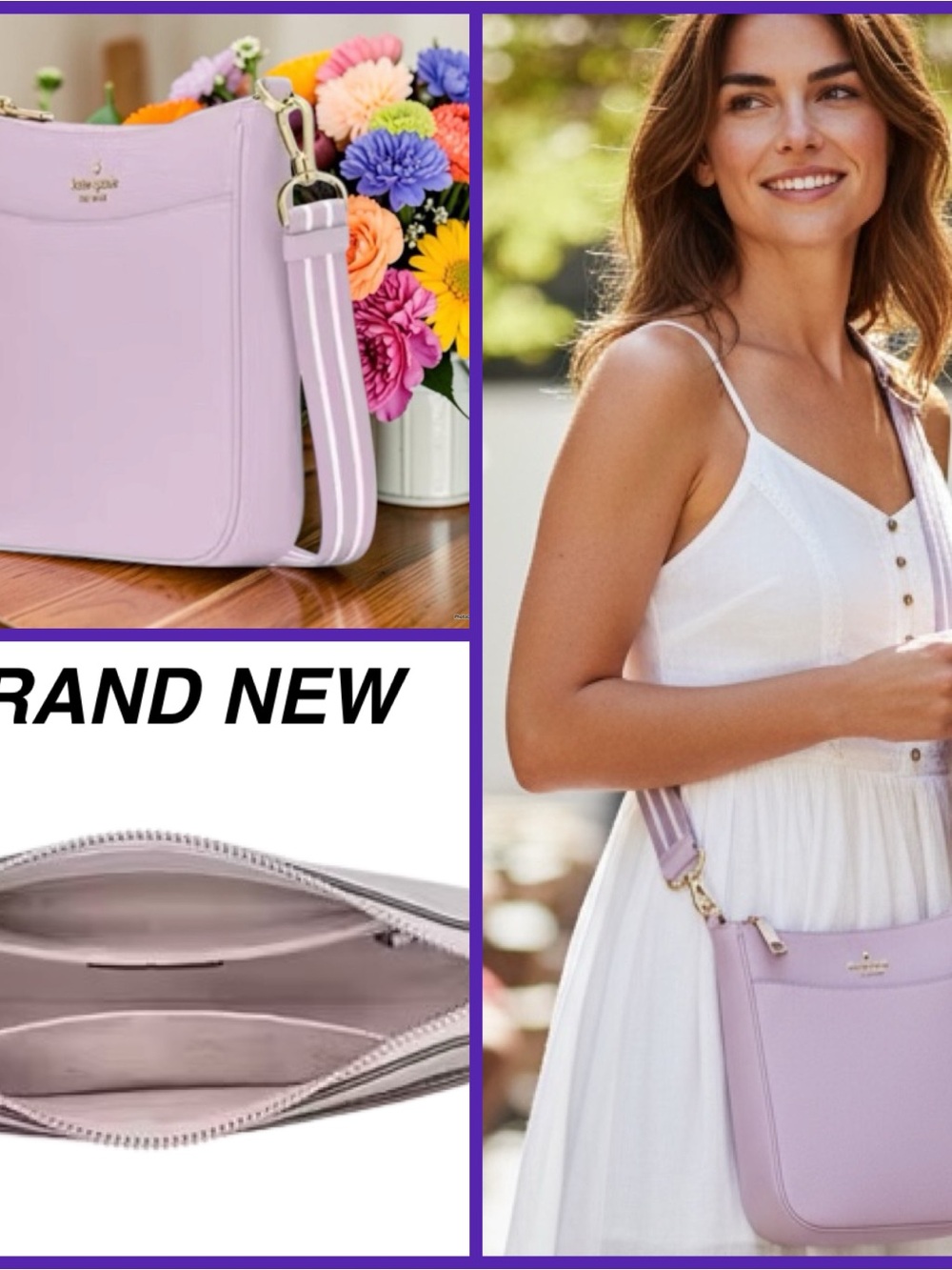 BRAND NEW PASTEL PURPLE LEATHER KATE SPADE CROSSBODY RETAILS: $398 - Picture 3 of 3